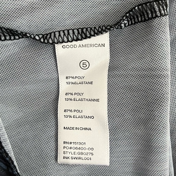 Good American Bodysuit Blue Black Ink Swirl Mesh Mock Neck Bodysuit Sz 2X(5) NWT - Picture 13 of 15